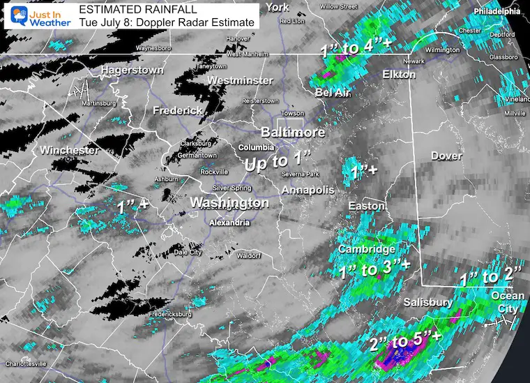 heavy rainfall Tuesday Doppler Radar