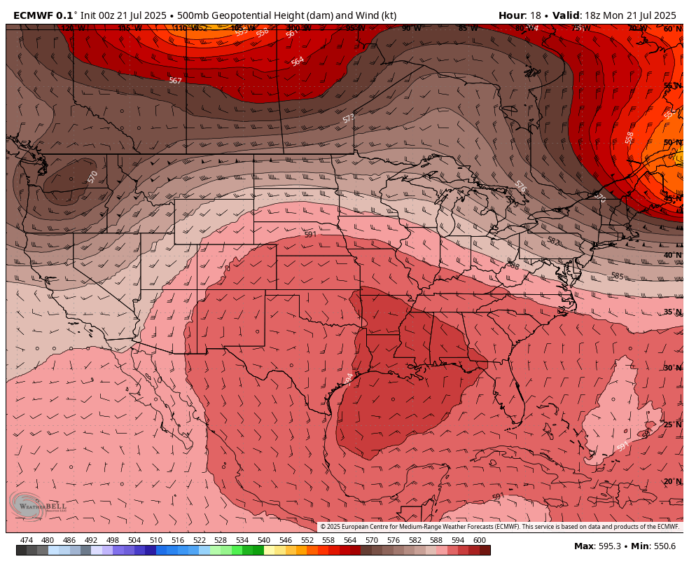 July 21 weather heat dome jet stream forecast