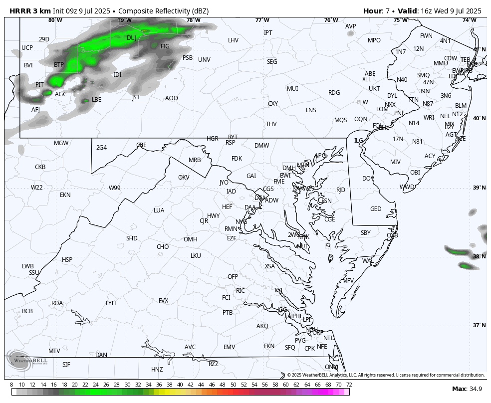 July 9 weather forecast radar storm Wednesday
