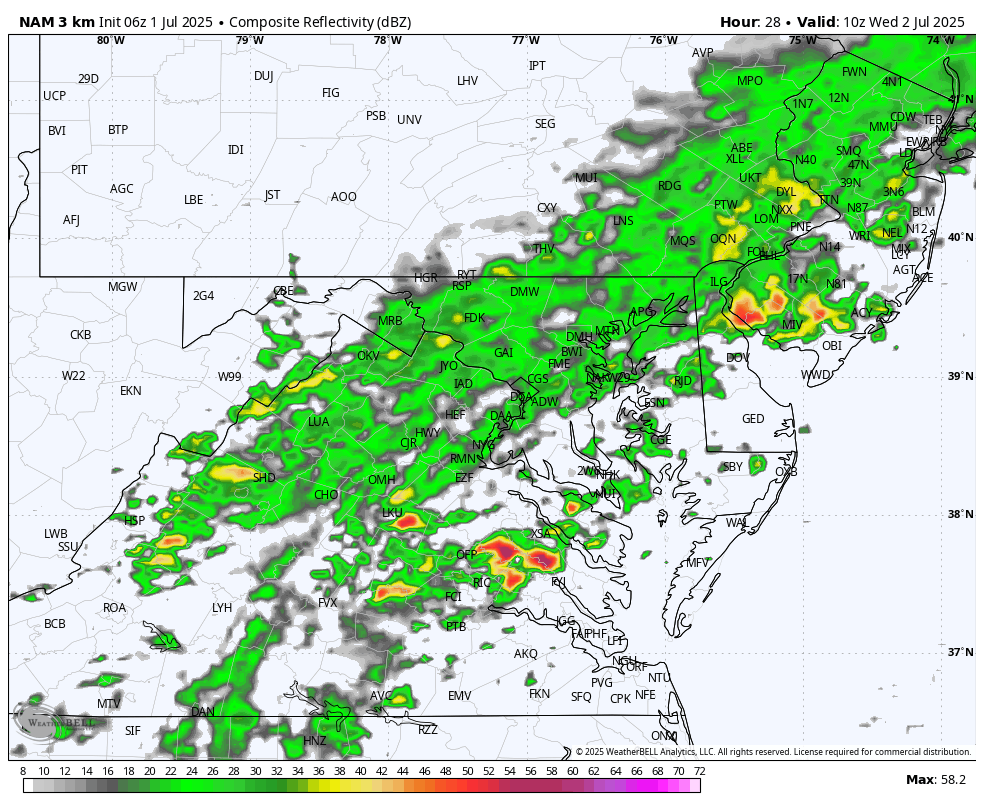 July 1 weather radar Wednesday