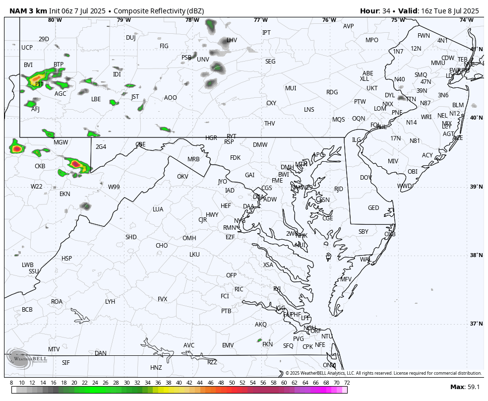 July 7 weather radar storm forecast Tuesday
