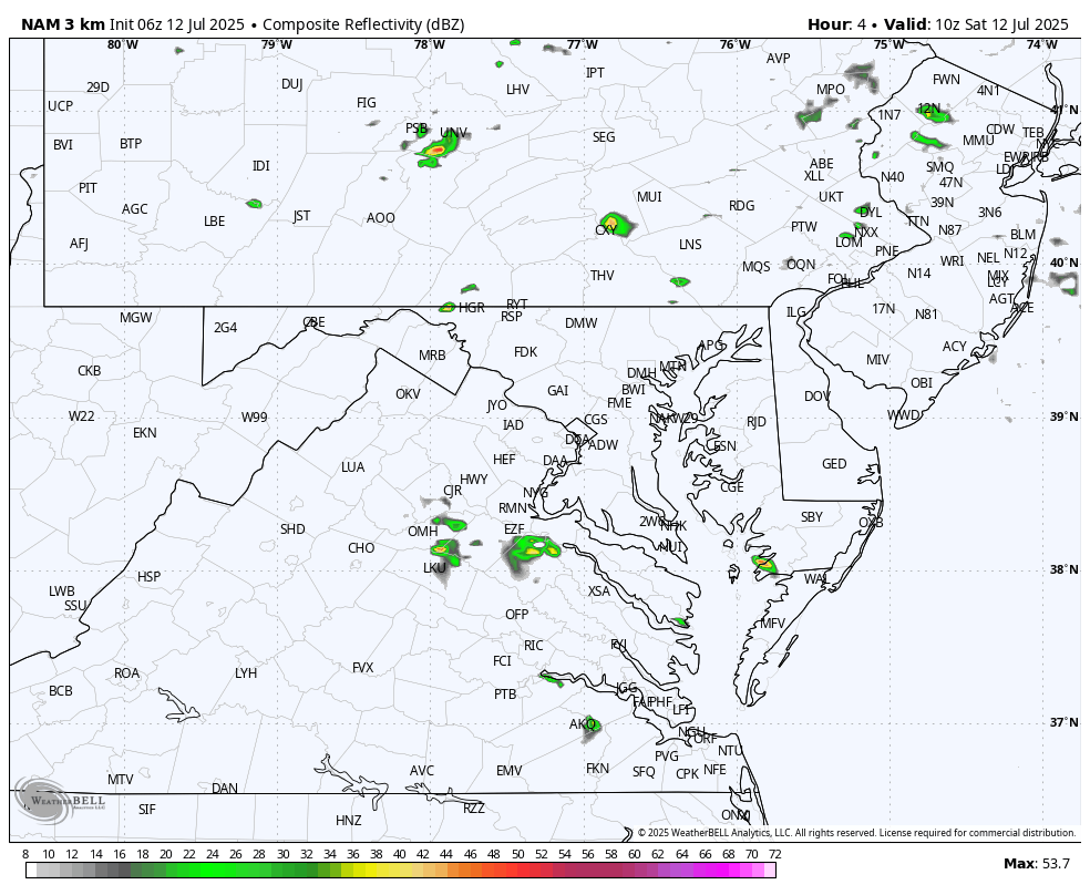 July 12 weather forecast radar storm Saturday