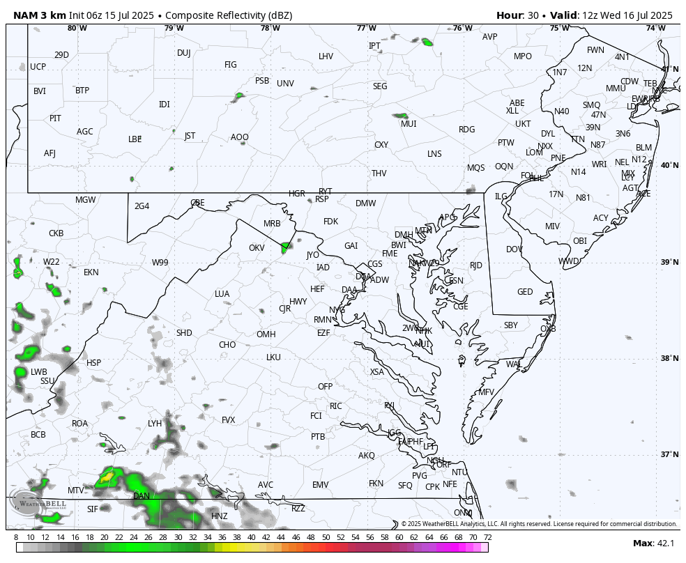 July 15 weather storm forecast radar Wednesday