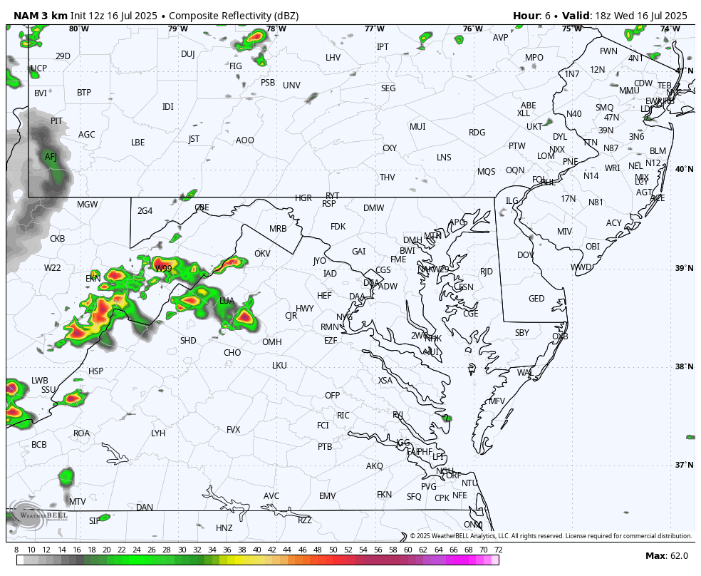 July 16 weather storm radar Wednesday afternoon