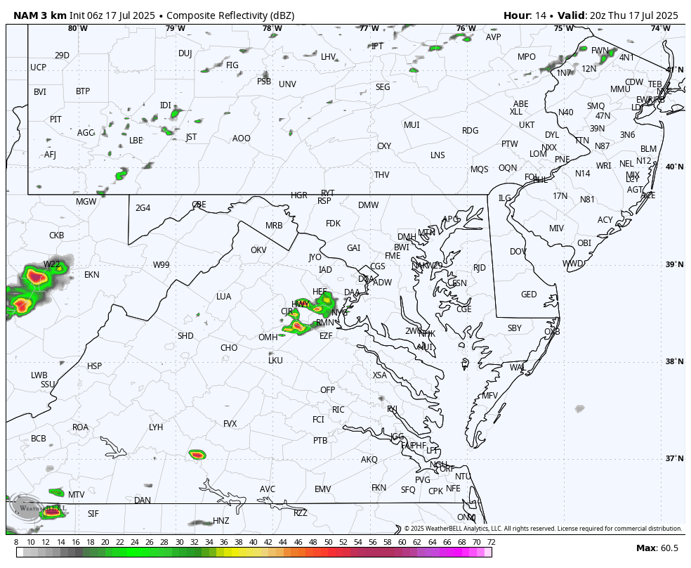July 17 storm forecast radar Thursday