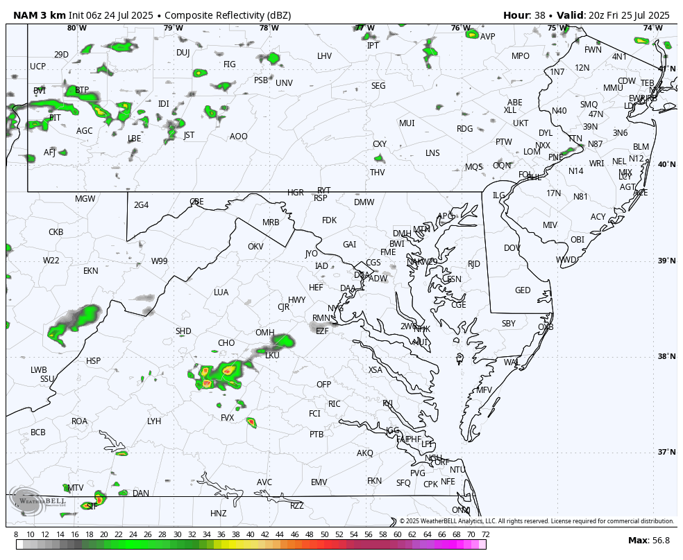 July 24 weather forecast radar Friday evening