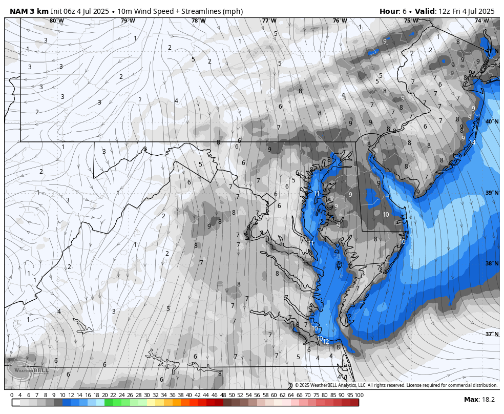 July 4 weather wind forecast