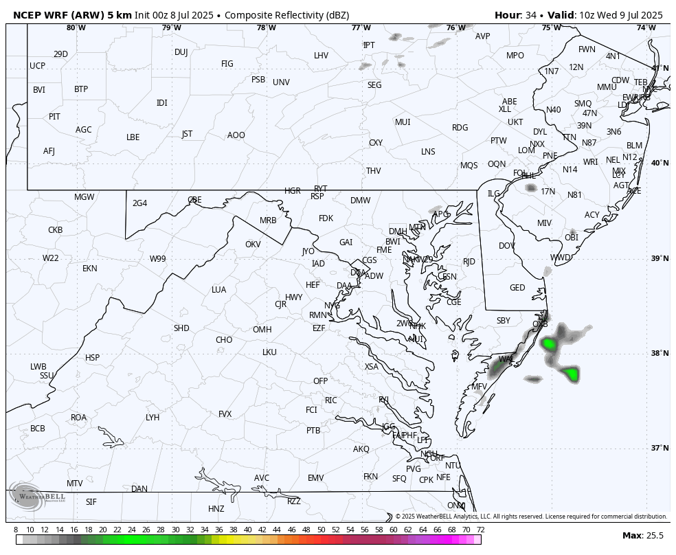 July 8 weather forecast storm radar Wednesday