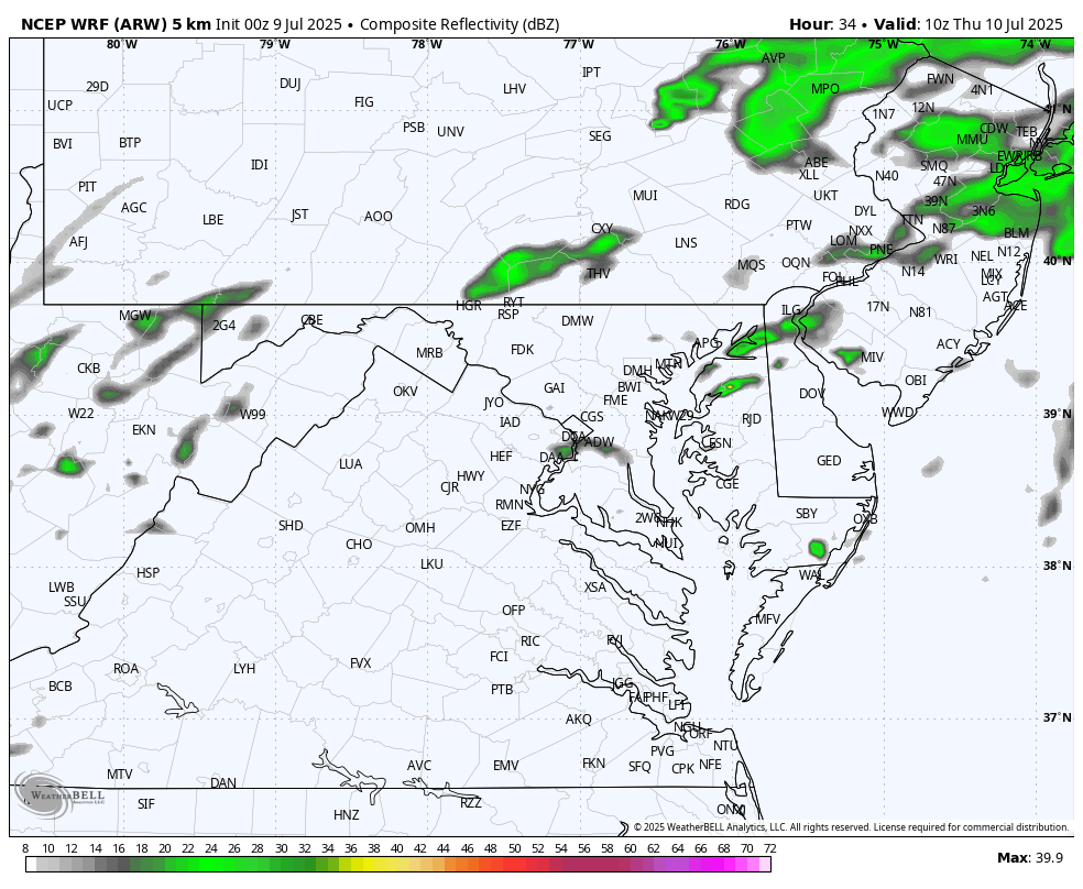 July 9 weather forecast storm radar Thursday