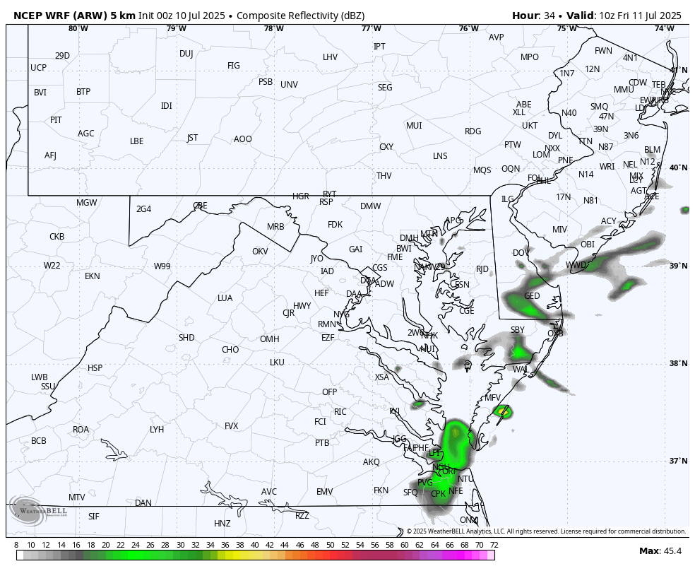 July 10 weather forecast storm radar Friday
