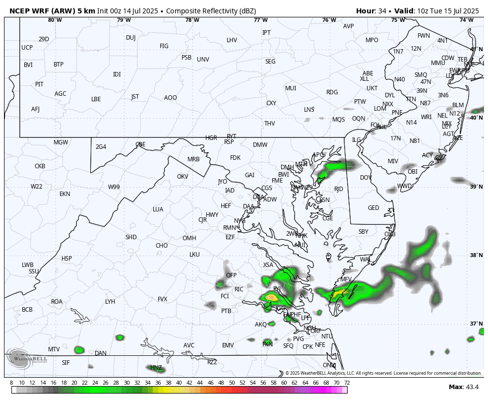 July 14 weather forecast storm radar Tuesday