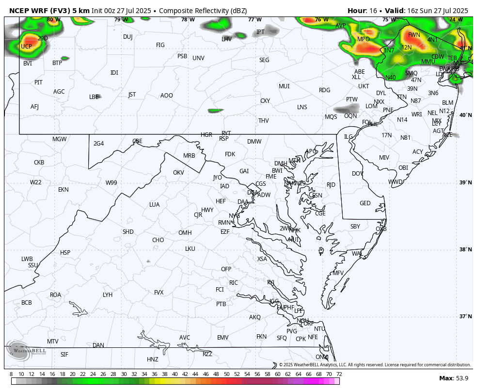 July 29 weather forecast radar Sunday