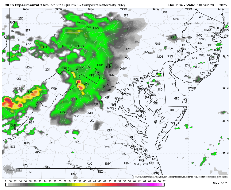 July 19 weather storm radar Sunday