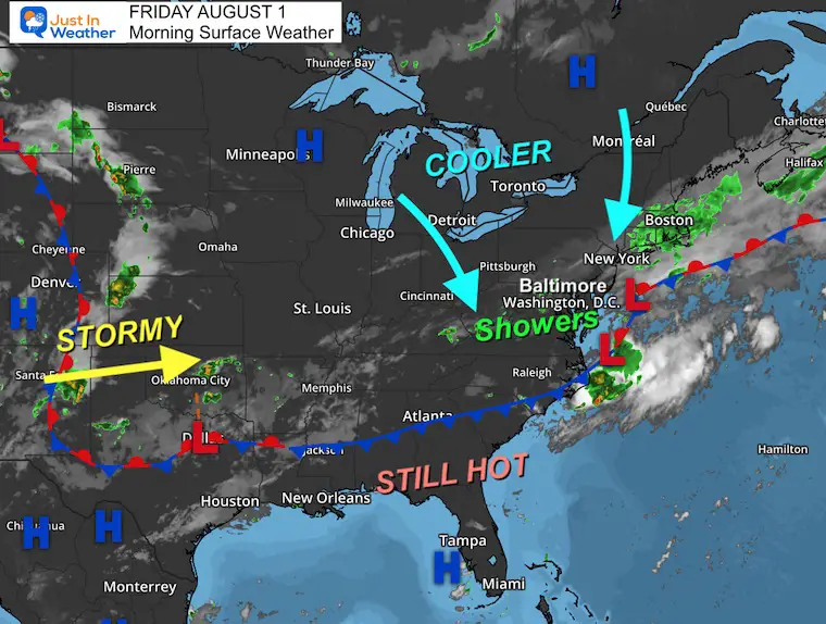 August 1 weather Friday morning