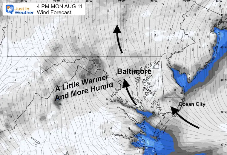 August 11 Weather wind Monday afternoon