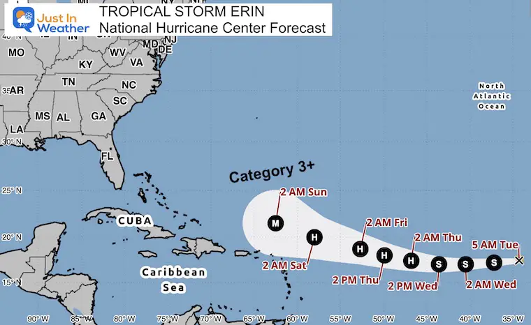August 12 Tropical Storm Erin Forecast Track National Hurricane Center
