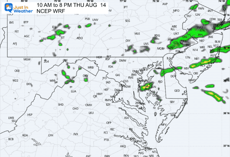 August 13 weather forecast storm radar Thursday