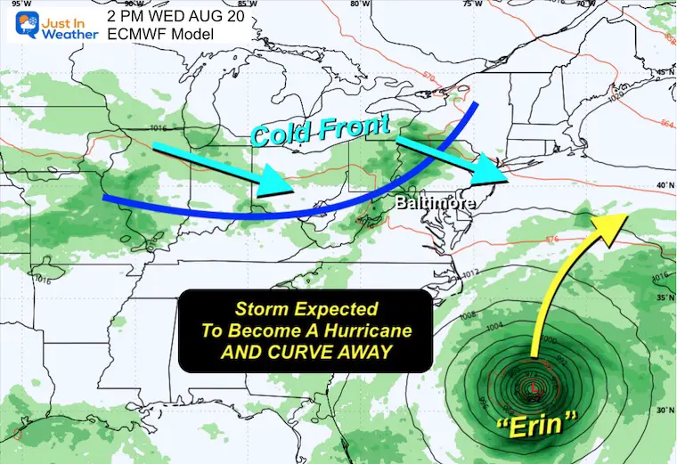 August 14 weather Hurricane Erin Wednesday