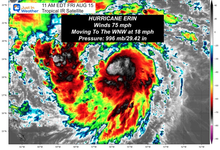 August 15 Hurricane Erin Satellite 11 AM EDT Friday