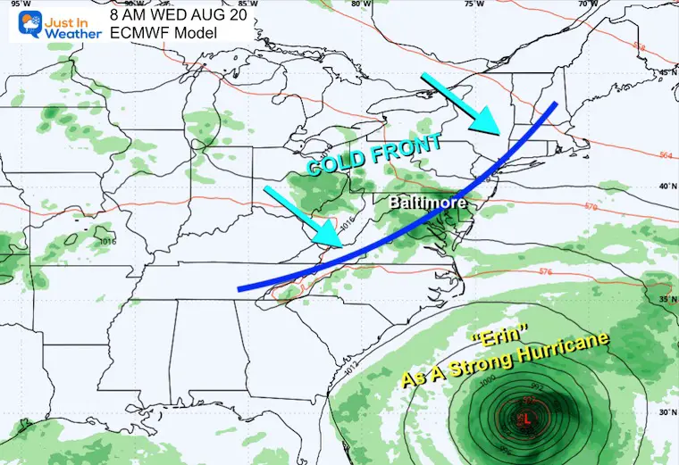 August 15 weather forecast Hurricane Erin ECWMF Wednesday