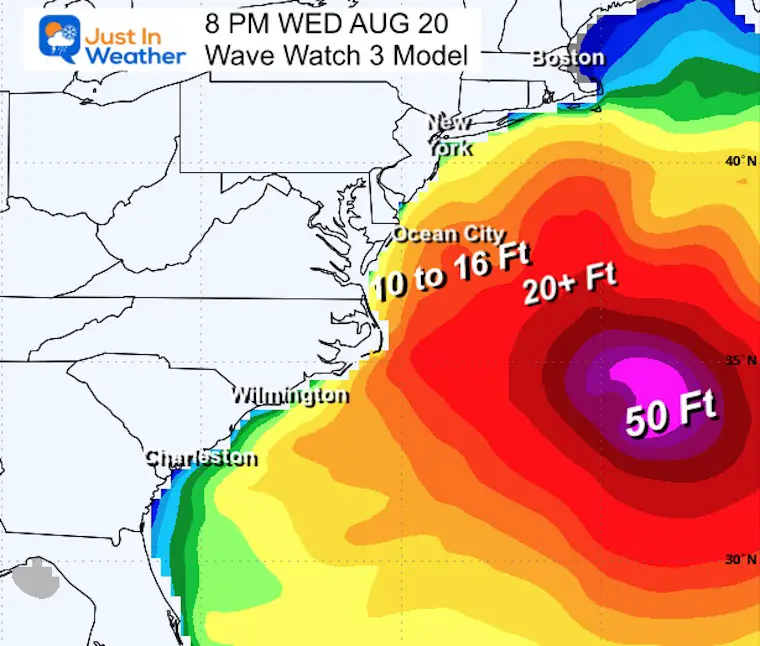 Hurricane Erin Forecast Waves Thursday