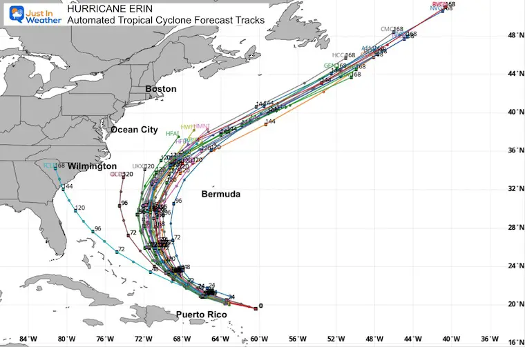 August 16 Hurricane Erin Forecast Tracks Computer Models