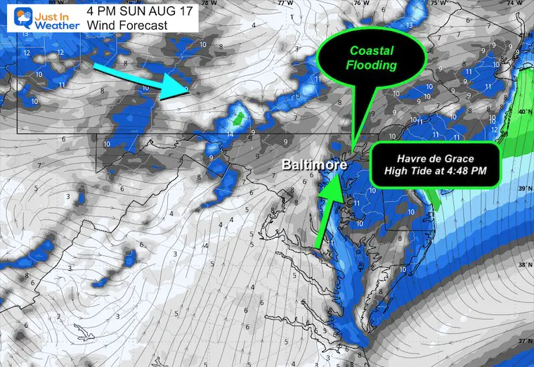 August 17 weather wind flooding Sunday afternoon