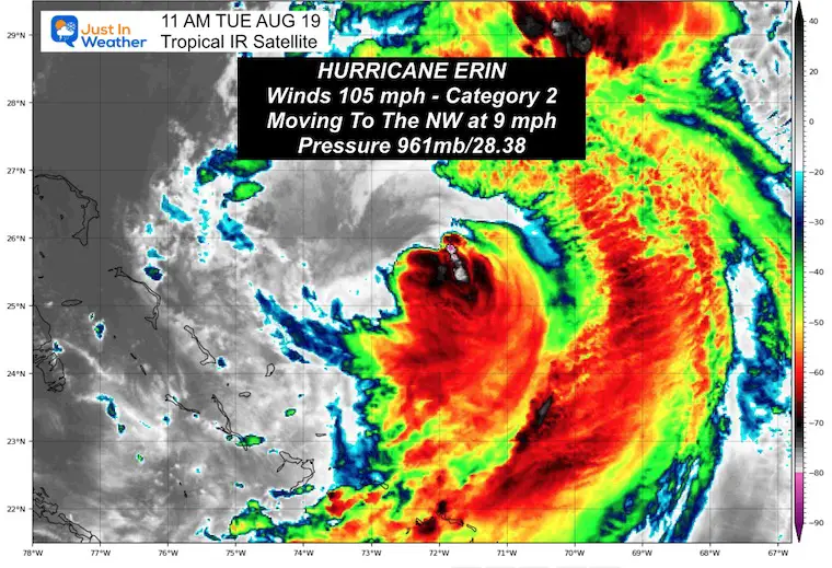 August 19 Hurricane Erin Tropical IR Satellite