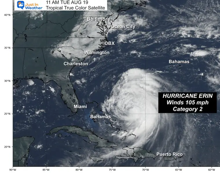 August 19 Hurricane Erin Satellite Tuesday