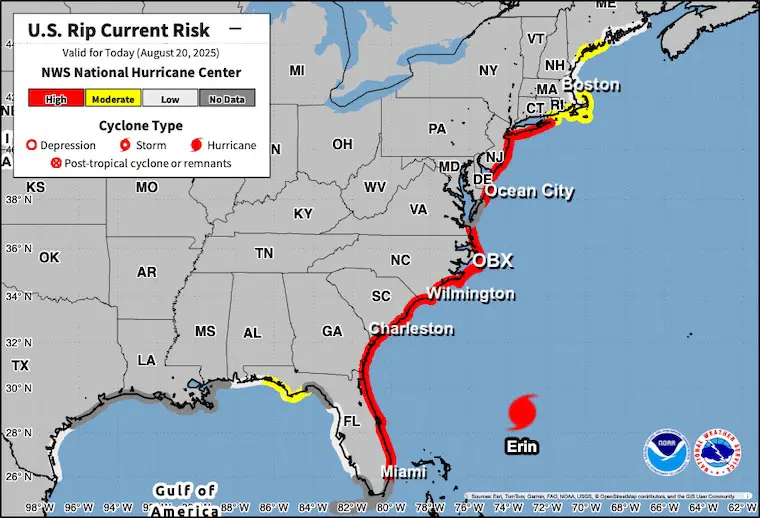 August 20 Hurricane Erin Rip Currents