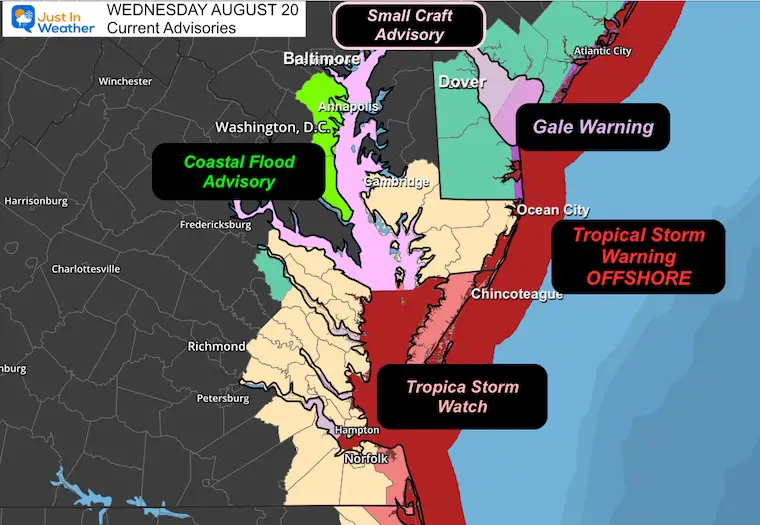 August 20 Hurricane Erin Warning