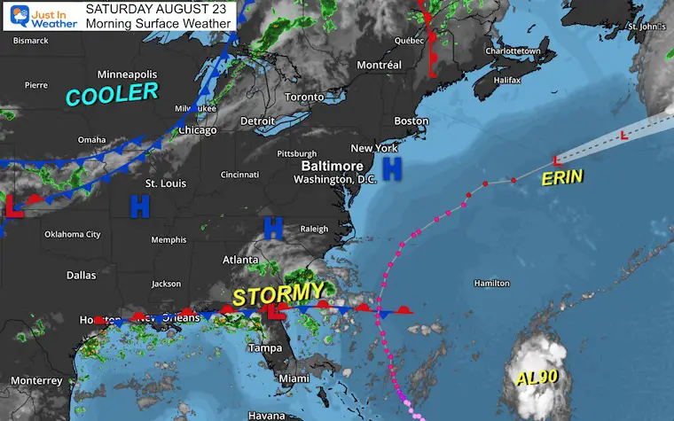 August 23 weather tropics Saturday morning