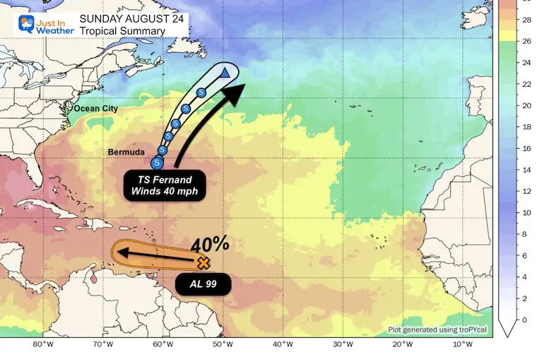 August 24 tropical weather Sunday morning Fernand