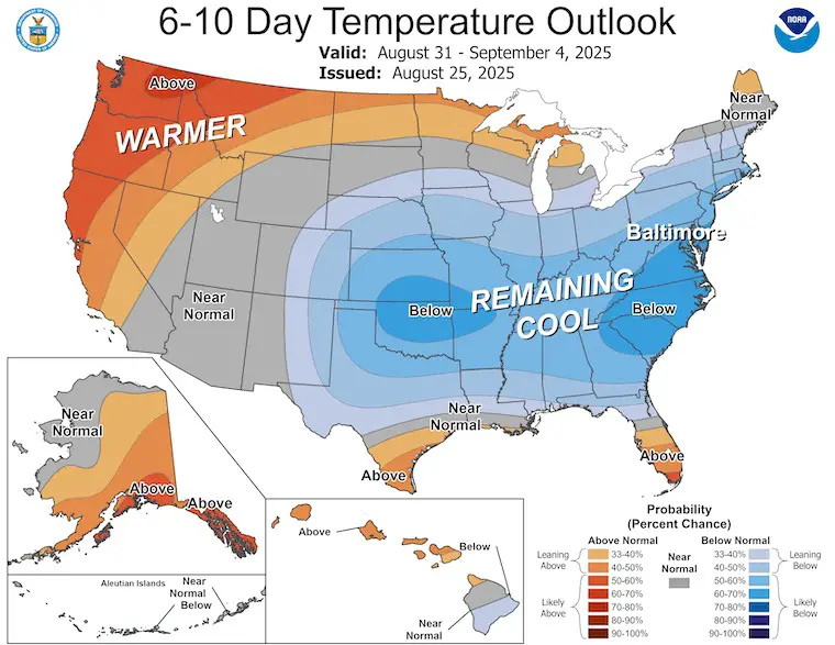 August 26 NOAA Temperature Outlook