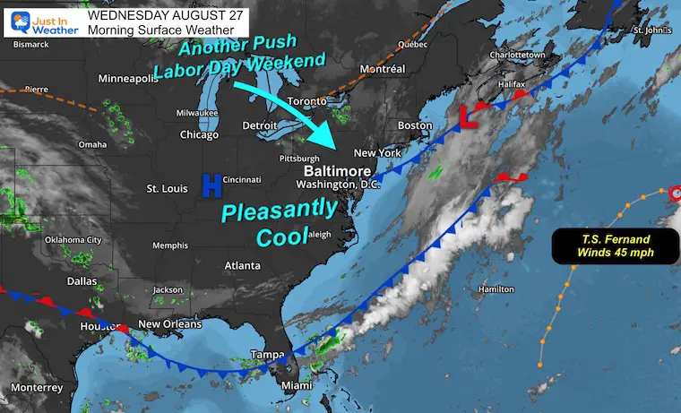 August 27 weather Wednesday morning