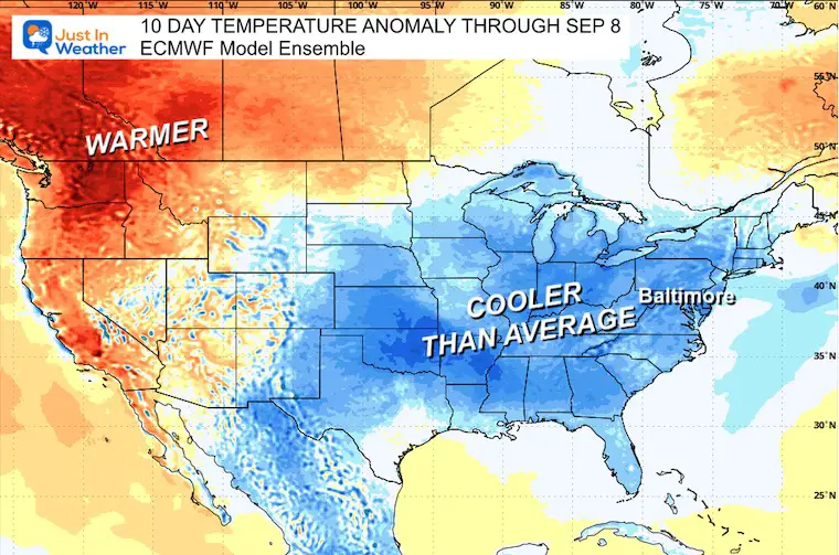 August 28 weather temperature outlook September