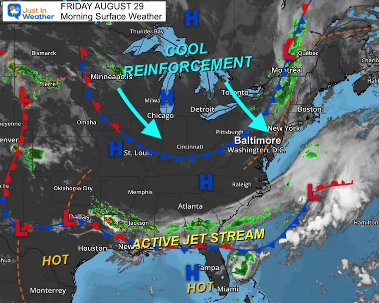 August 29 weather Friday morning