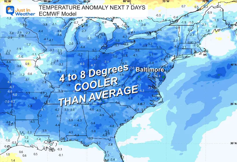 August 29 weather temperature anomaly September