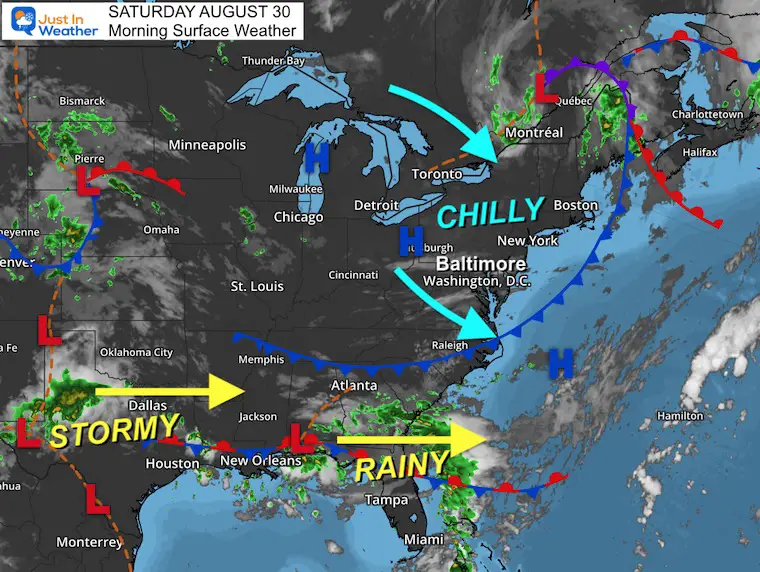 August 30 weather Saturday morning