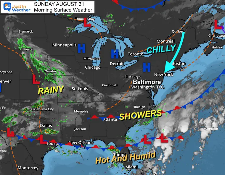 August 31 weather morning Sunday