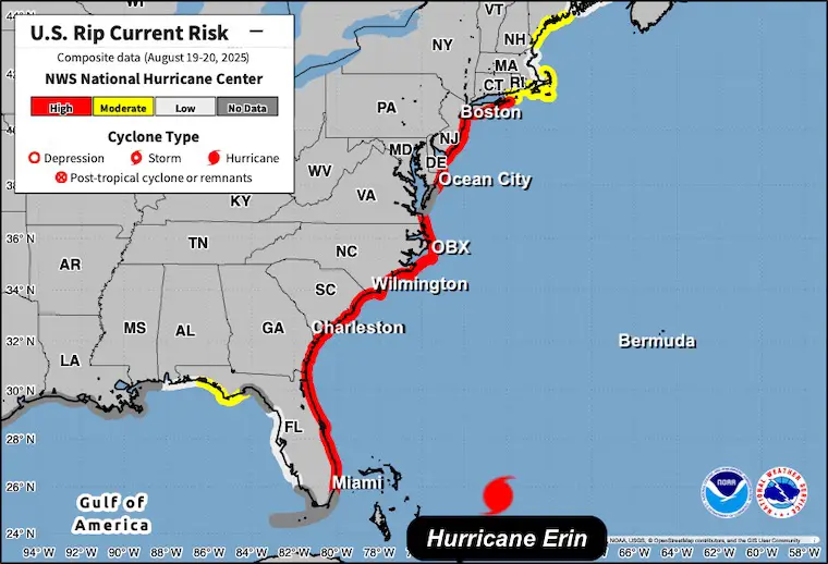 August 19 Hurricane Erin Rip Currents
