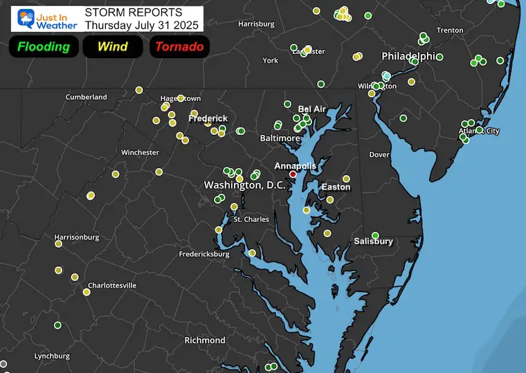 July 31 storm reports Maryland