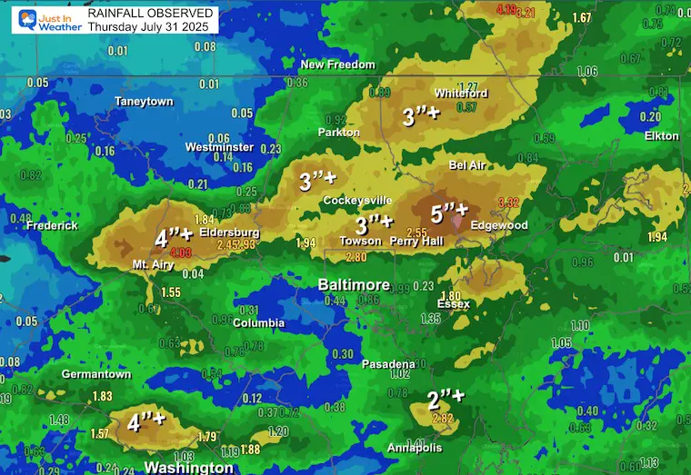July 31 rain reports Maryland