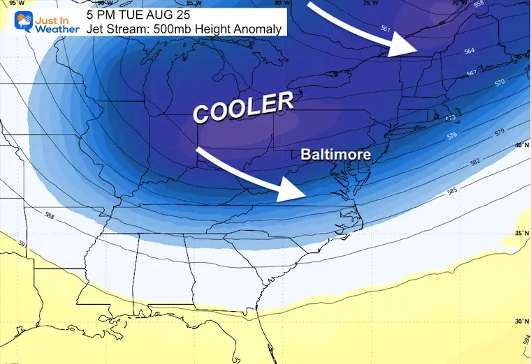 August 24 weather jet stream cool temperatures