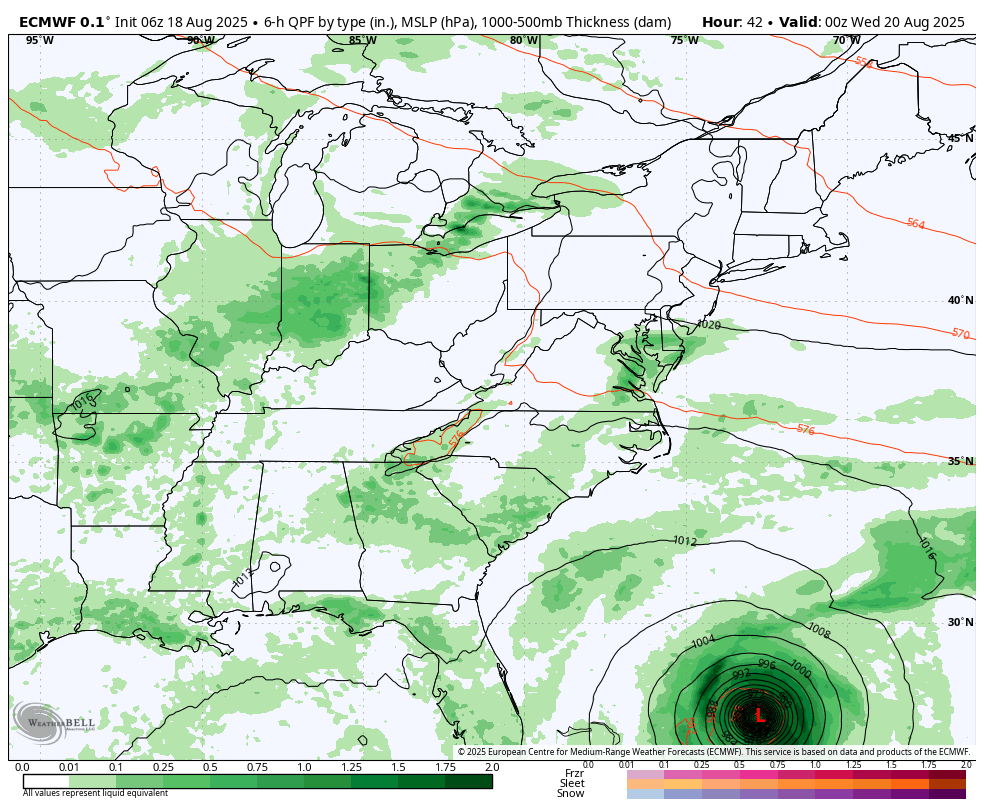 August 18 Hurricane Erin forecast ECMWF