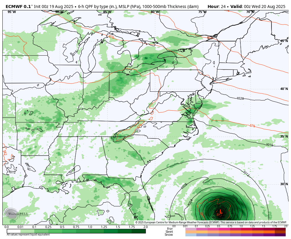 August 19 weather forecast storm Hurricane Erin