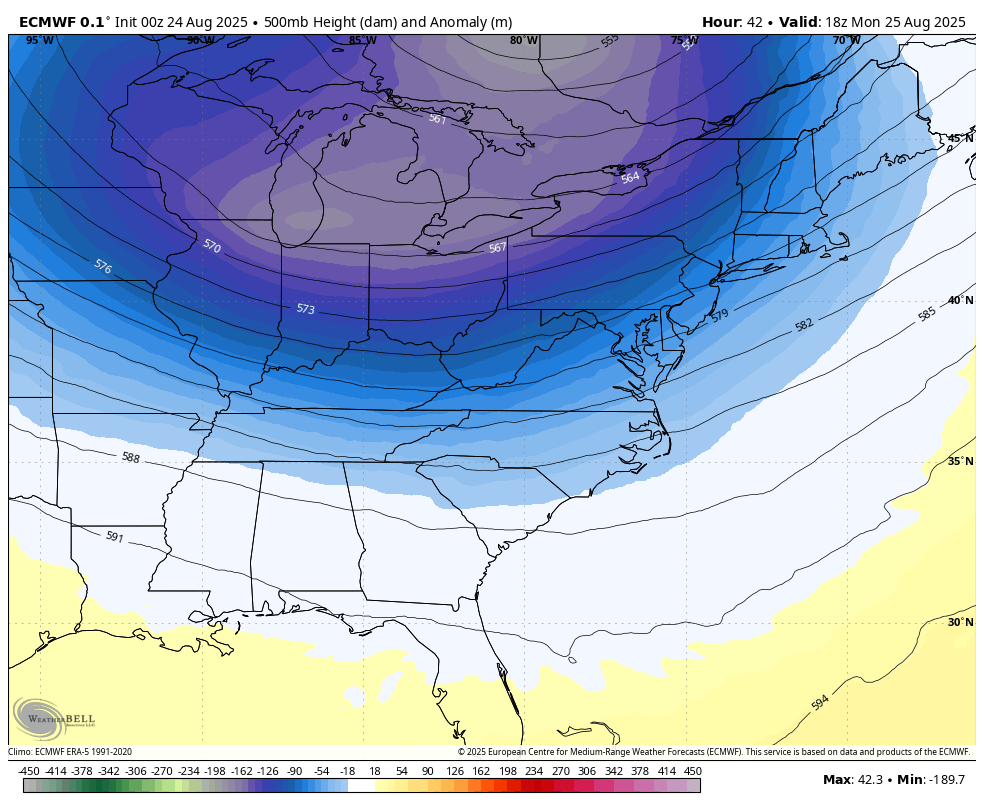August 24 weather jet stream cool temperatures