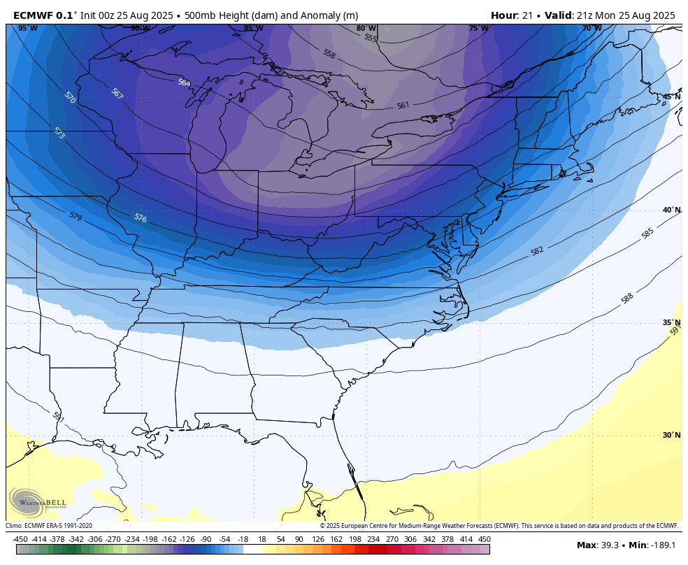 August 25 weather forecast jet stream 