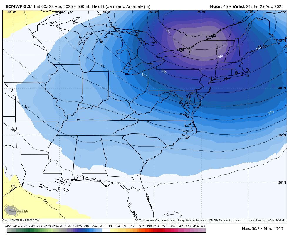 August 28 weather forecast jet stream Labor Day September