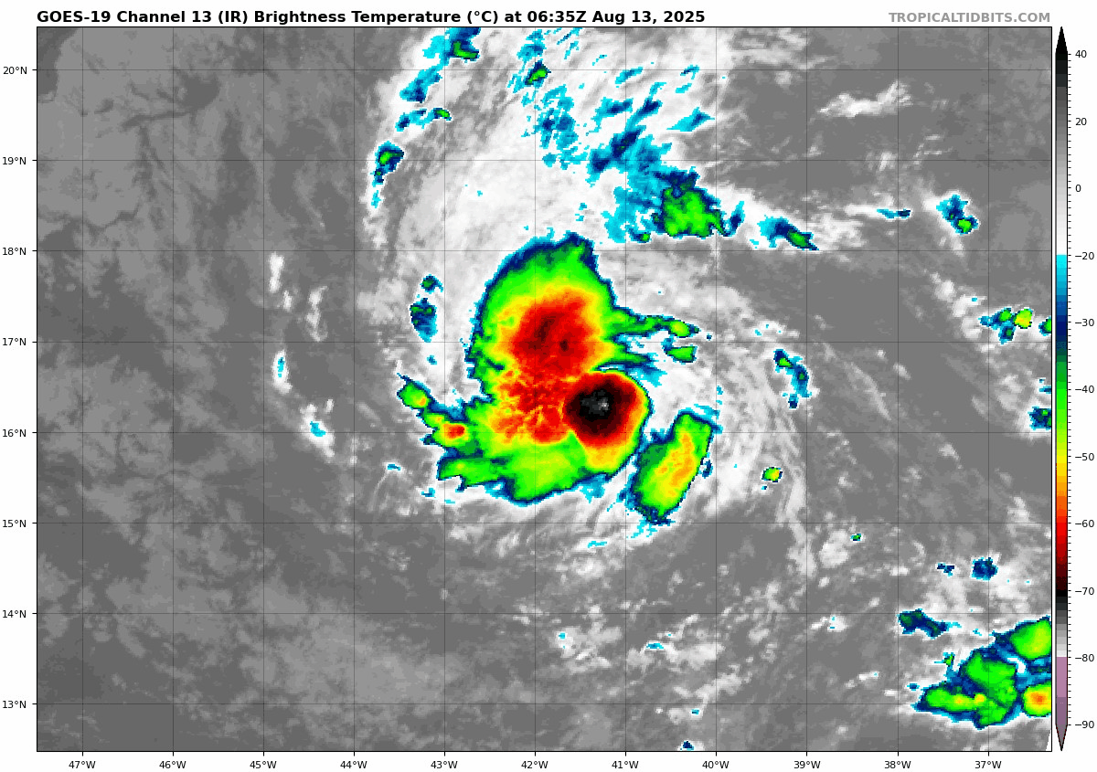 August 13 Tropical Storm Erin Satellite Wednesday morning loop